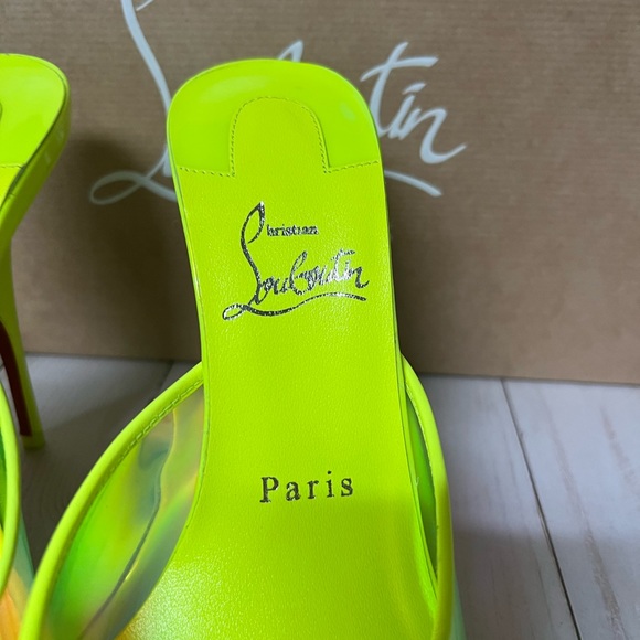 Christian Louboutin Just Arch 100 PVC Slide Sandal Flou Yellow Sz 37 / 7 - Picture 9 of 13